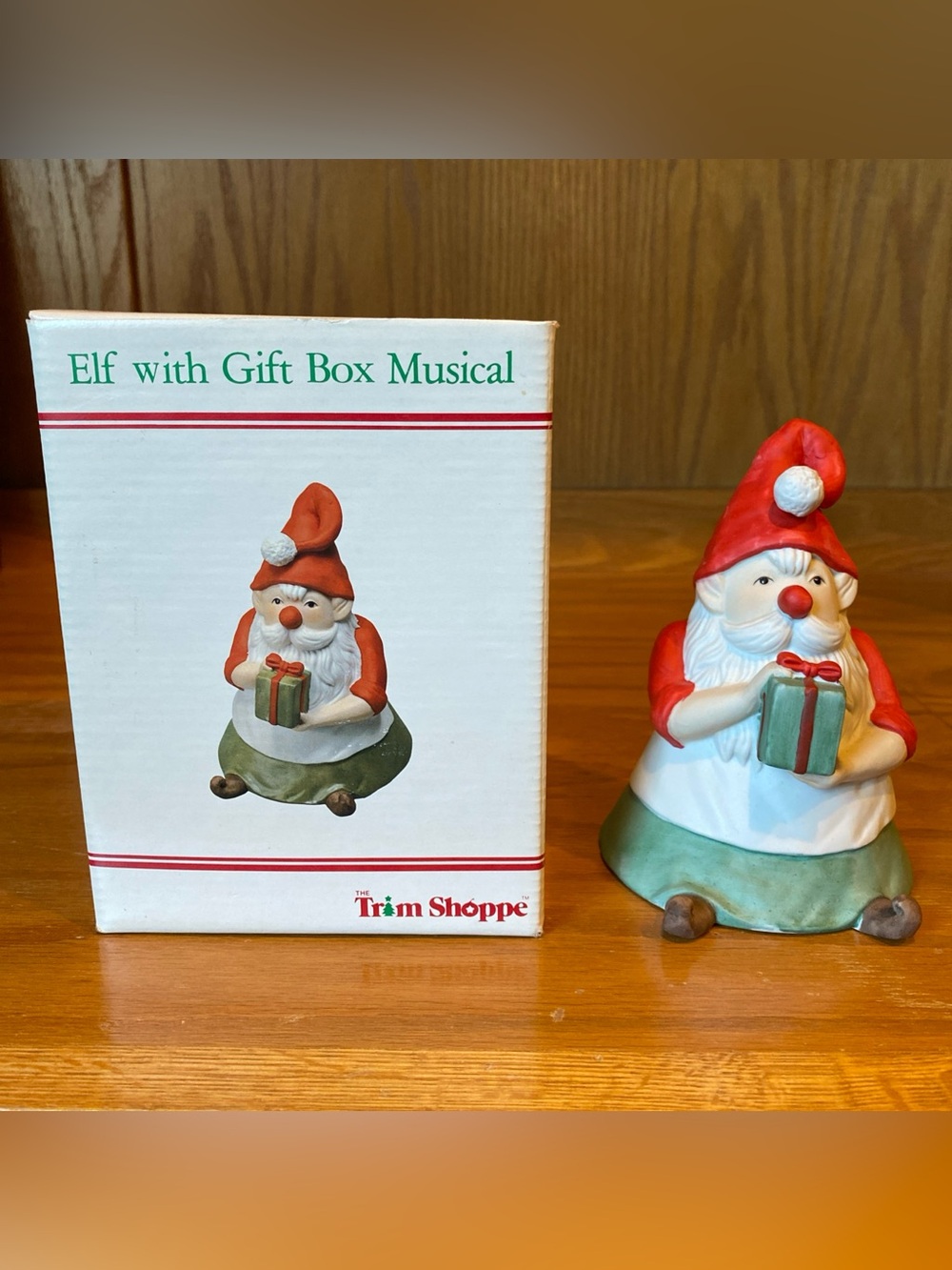 The Trim Shoppe Vintage Christmas Elf Music Box w/Org Box Plays Toy Land KW1377B